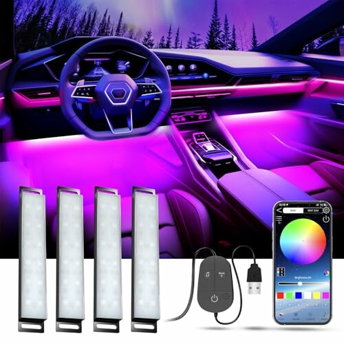 Luces interiores LED para coche RGB USB
