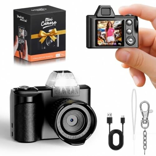 MaxMango MC7A C&acirc;mara digital mini retro 1080p, ecr&atilde; 1,3 polegadas, preta