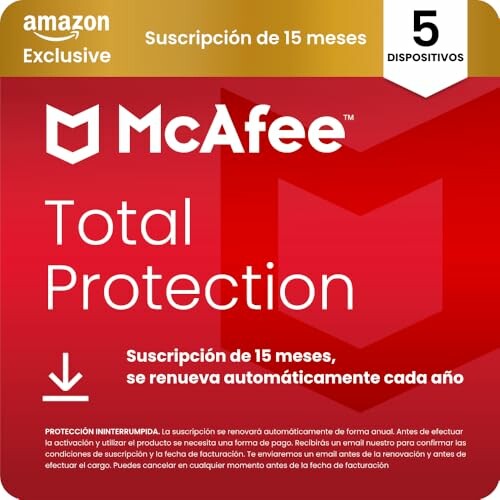 McAfee Total Protection 2023 | 15 meses | Exclusivo na Amazon | 5 dispositivos| Software de seguran&ccedil;
