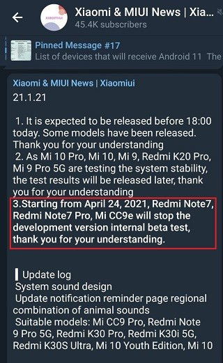 Comunicado oficial da Xiaomi nos fóruns da MIUI