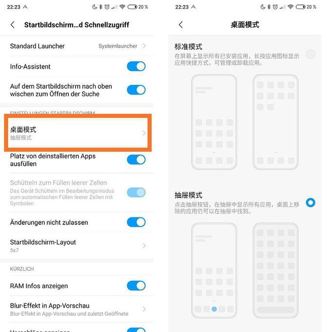 MIUI opções