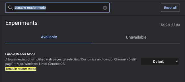 Modo de Leitura no Google Chrome