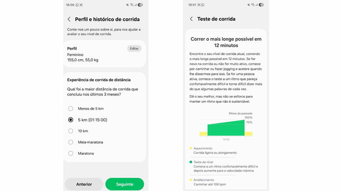 Samsung Galaxy Watch8 recurso nível de corrida