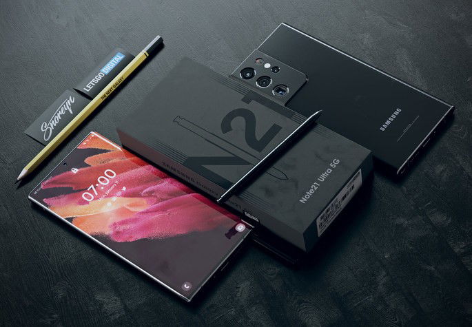 Conceito do Samsung Galaxy Note 21 Ultra. Crédito: LetsGoDigital