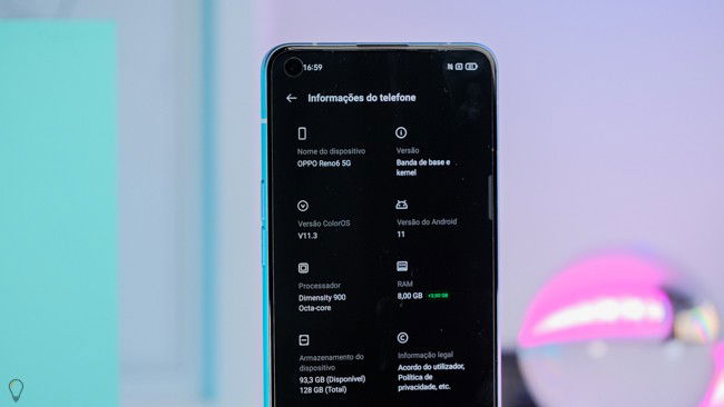 especificações OPPO Reno 6 5G