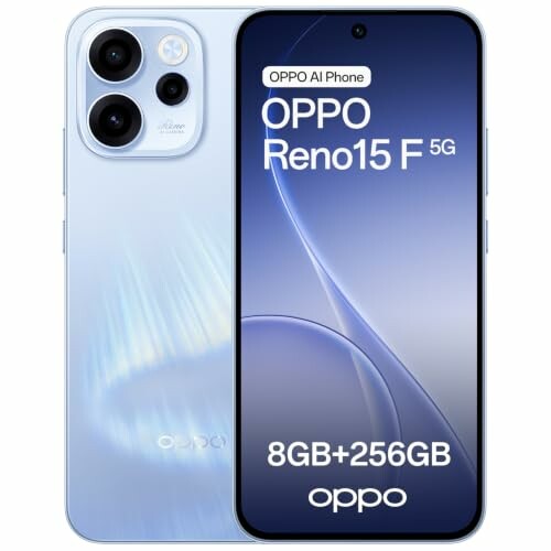 OPPO Reno15 F 5G, 8 GB + 256 GB, ecrã 6,57" 120 Hz, Aurora Blue