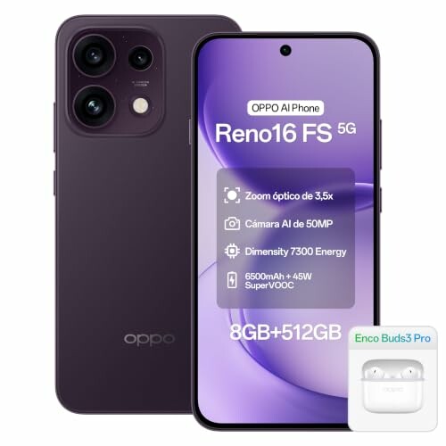 OPPO Reno16 FS 5G 8 GB + 512 GB, preto violeta