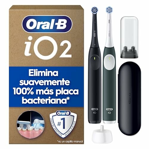 Oral-B iO 2 escovas de dentes el&eacute;tricas, preto e verde, pack de 2