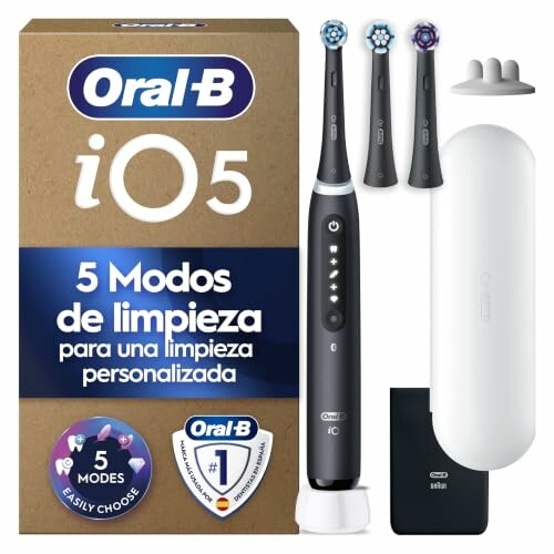 Oral-B iO 5 Escova de Dentes Elétrica com 3 Cabeças, Preta