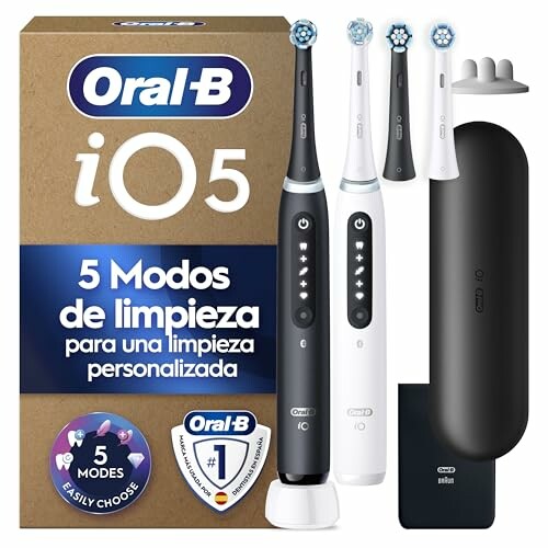 Oral-B iO 5N Escovas de Dentes Elétricas, Preto e Branco, Pack de 2