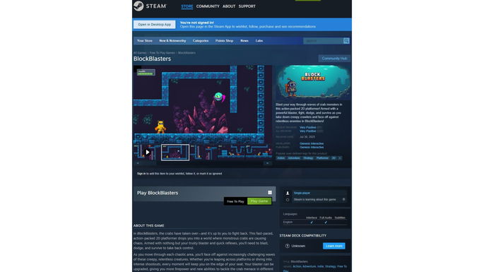 Página do jogo utilizado no golpe na Steam