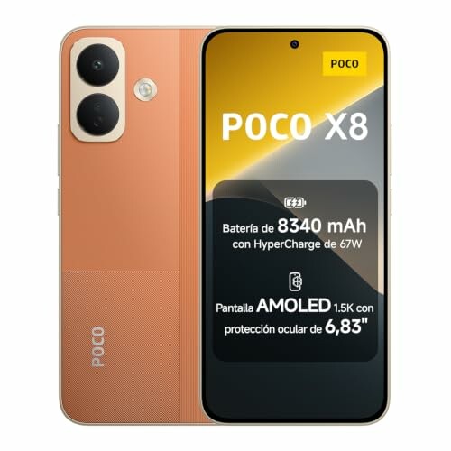 POCO X8, smartphone 8 GB + 256 GB, laranja