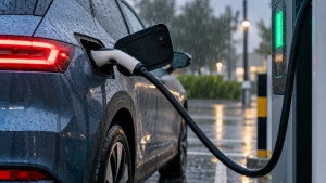 Podes carregar um carro elétrico à chuva? Eis o que precisas de saber