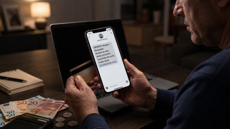 Portugueses perdem mais de 800 € em burlas digitais por mensagens