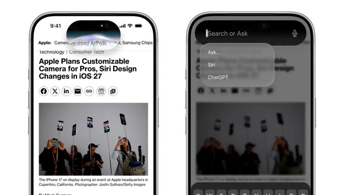 Primeiras imagens do iOS 27 revelam nova Siri e grandes novidades na C&acirc;mara e Fotos