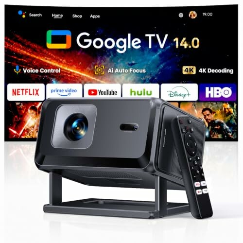 Projetor 4K portátil Full HD 1080p com Google TV 14.0