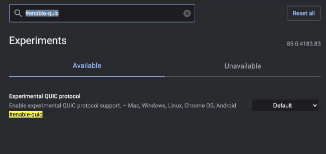QUIC Protocol no Google Chrome