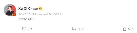 Weibo Realme GT 2 Pro