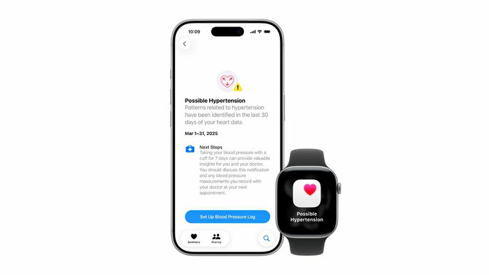 Recurso notificações de hipertensão no Apple Watch