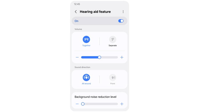 Recurso de aparelho auditivo da Samsung