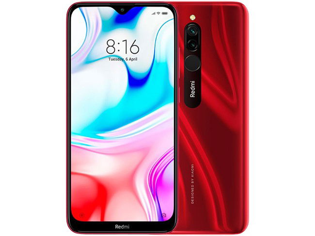 Redmi 8 vermelho em fundo branco