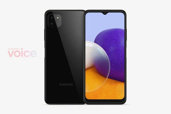 Renders não oficiais do Samsung Galaxy A22 5G. Crédito: OnLeaks