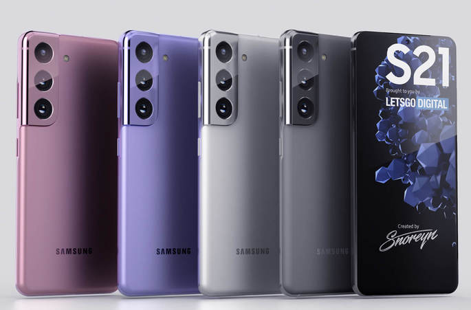Renderização do Samsung Galaxy S21. Crédito: LetsGoDigital