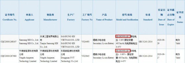 Bateria do Samsung Galaxy S21 Ultra lista na agência reguladora 3C