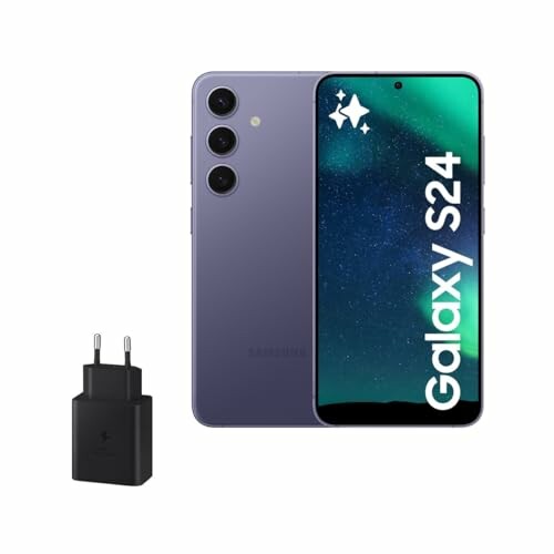 Samsung Galaxy S24 e carregador de 45W, telemóvel com IA, smartphone Android, 8 GB RAM, 128 GB de ar
