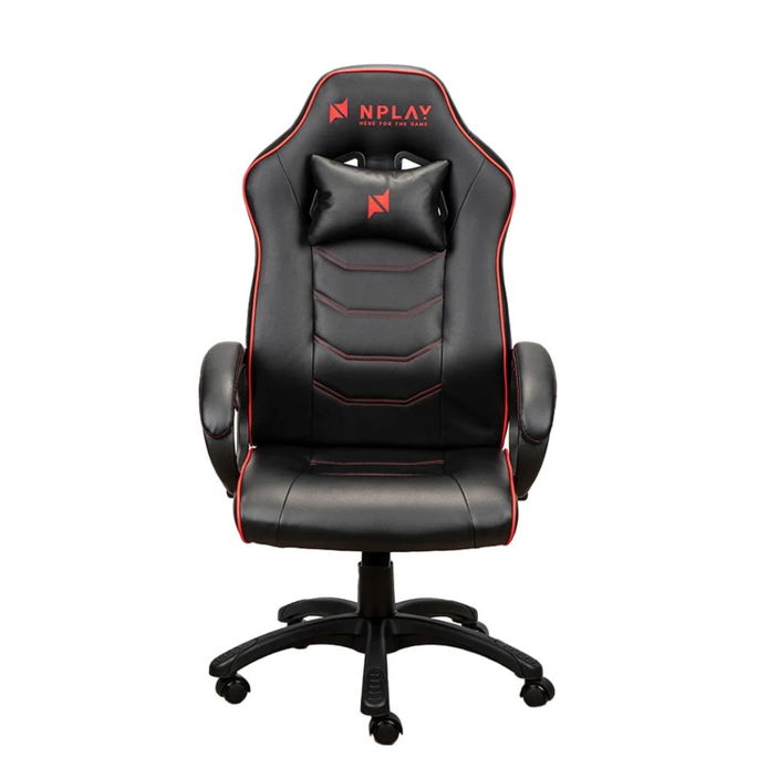Cadeira Gaming NPLAY RULE 2.1 (Até 130 kg - Elevador a Gás Classe 4 - Preto e Vermelho)