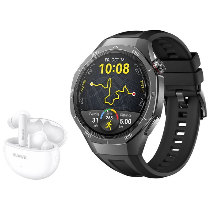 Bundle Smartwatch HUAWEI Watch GT5 Pro 46MM Preto + Auriculares HUAWEI Freebuds 5i Branco