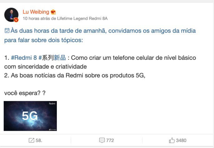 CEO da Xiaomi refere o Xiaomi Redmi K30