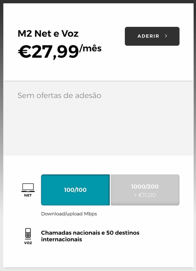 Preço de internet fibra mais barato da MEO