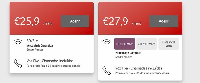 Preço de internet fibra mais barato da Vodafone