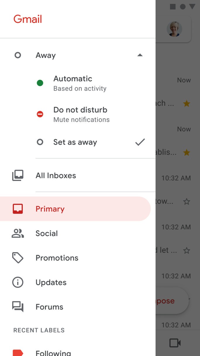 Definir o estado no Google Chat passa ser possível no Gmail para quem é cliente Google Workspace