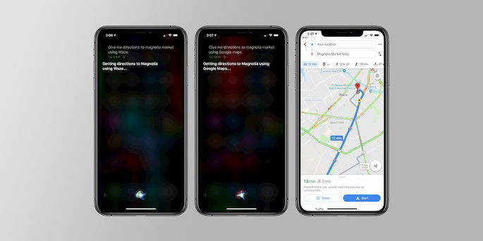 Siri google maps waze