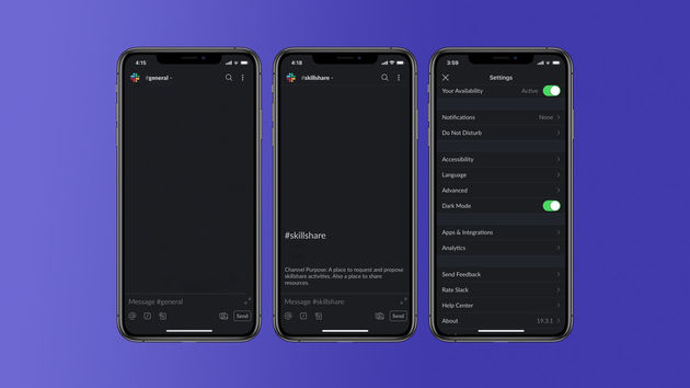 slack dark mode ios android