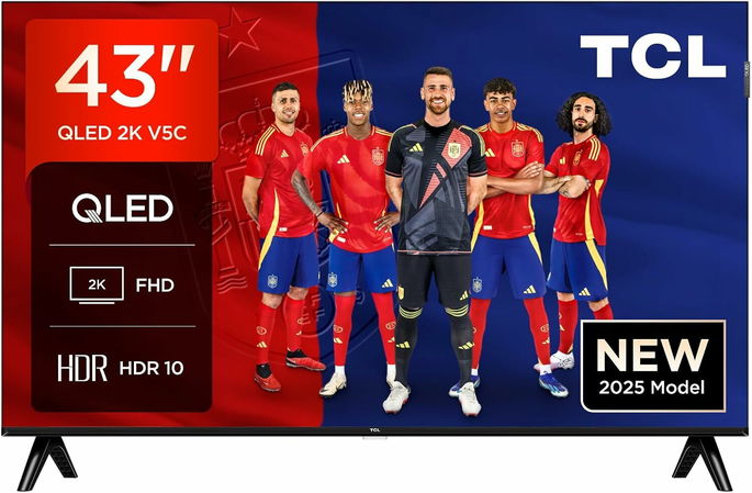 Smart TV TCL 43" QLED Full HD Direct LED TV com Android TV e HDR