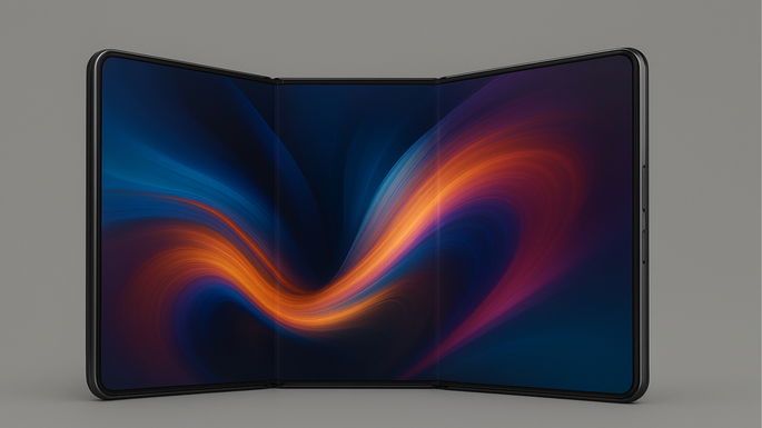 Imagem alusiva a um smartphone tridobrável