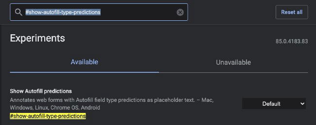 Sugestões de preenchimento automático no Google Chrome