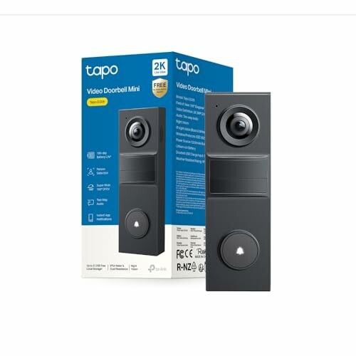 Tapo D205, videoporteiro 2K 3 MP, campo de vis&atilde;o 160&deg;, bateria de 5200 mAh