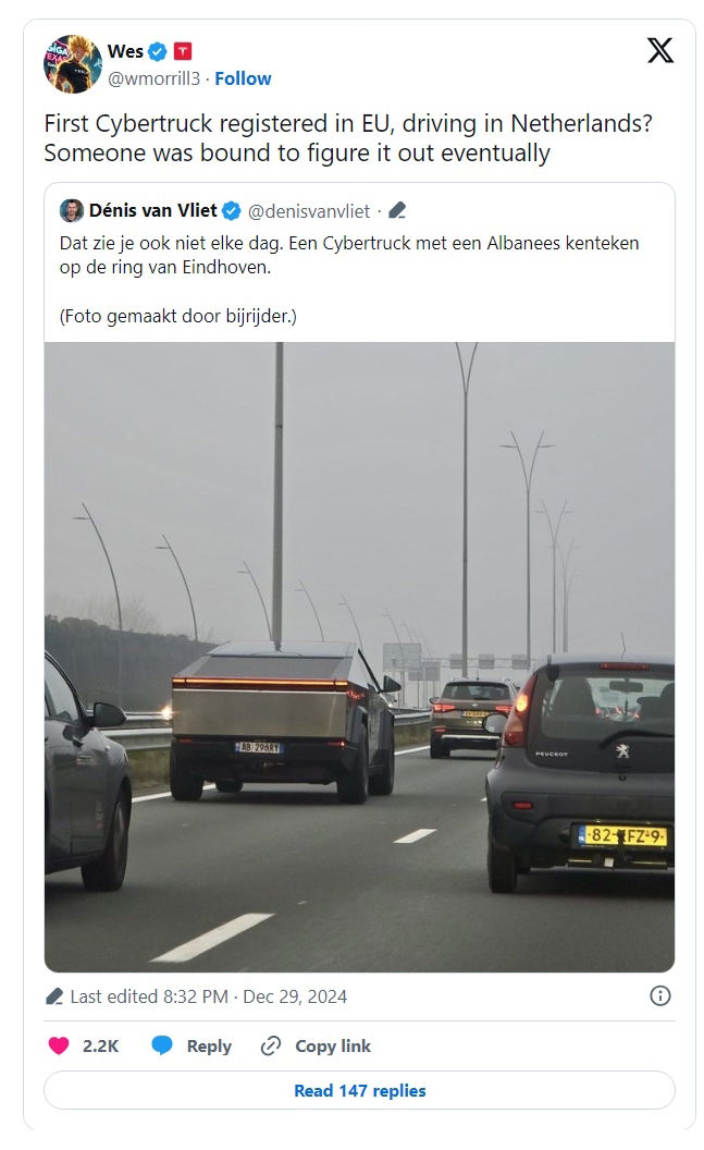 Tesla confirma vários Cybertrucks registados na Europa