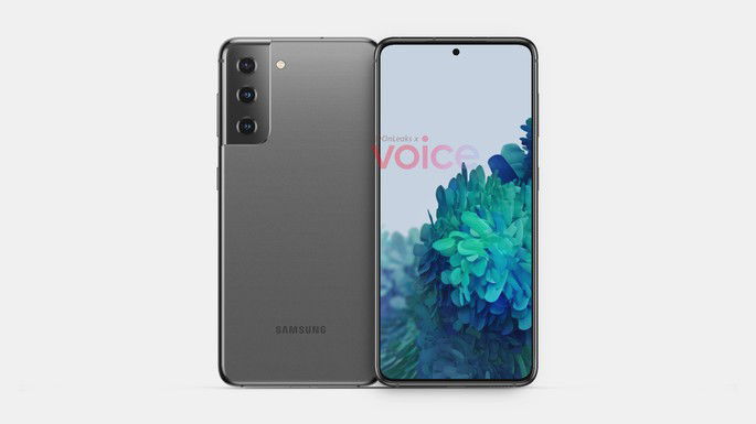 Render do Samsung Galaxy S21. Crédito: @OnLeaks