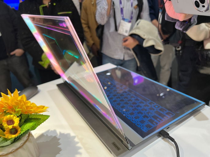 imagem do ecrã transparente do portátil Lenovo