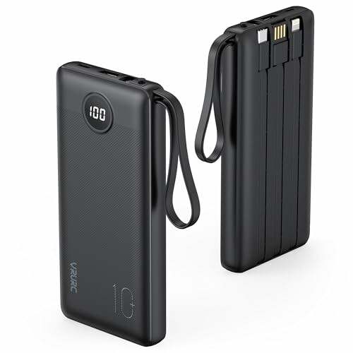 VRURC T1116 Power bank fino de 10 000 mAh com 4 cabos integrados