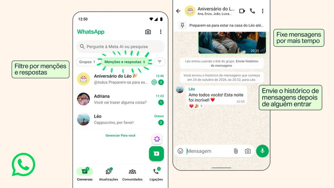 WhatsApp lan&ccedil;a 4 novidades para n&atilde;o perderes o que importa nos grupos
