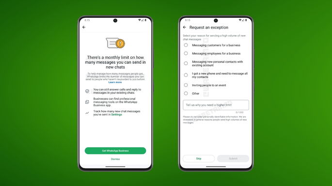 WhatsApp limite mensagens