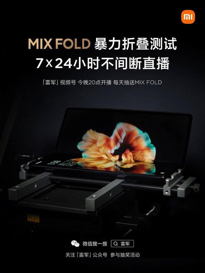 Xiaomi Mi MIX Fold em teste de dobragem durante uma semana. Prova será transmitida ao vivo