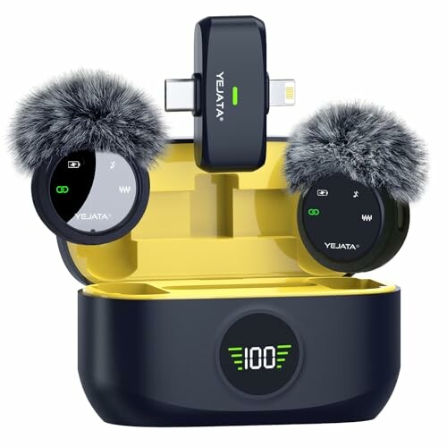 YEJATA Microfone de Lapela Duplo Sem Fios para Vídeos